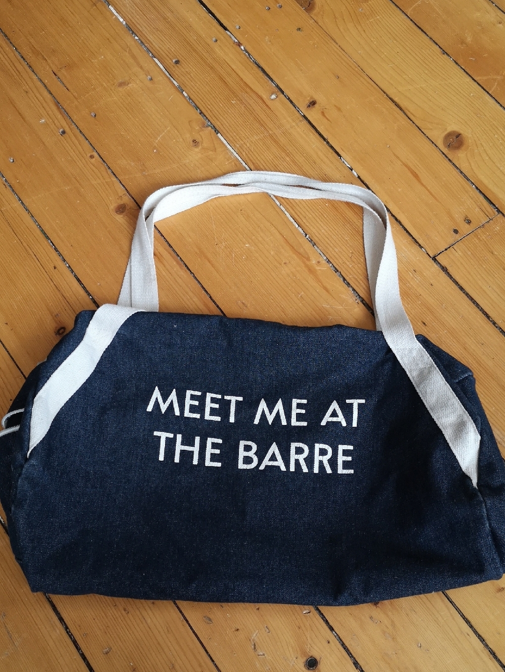 "Meet Me At The Barre" Navy Canvas Gym Bag